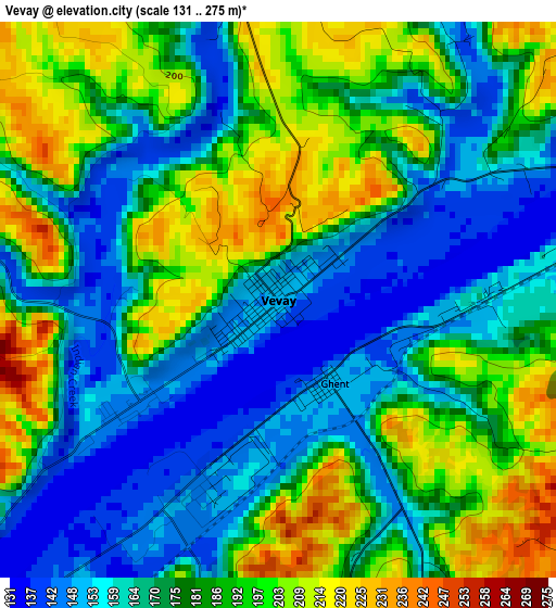 Vevay elevation map