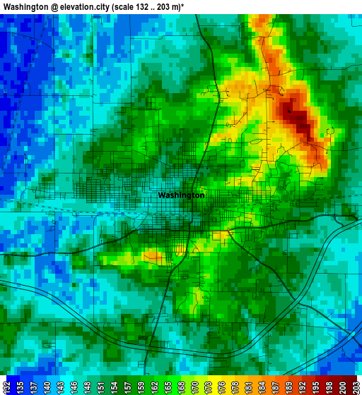 Washington elevation map