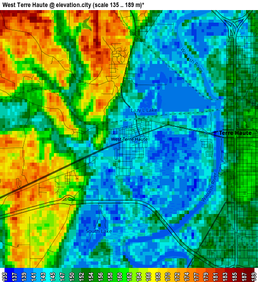 West Terre Haute elevation map