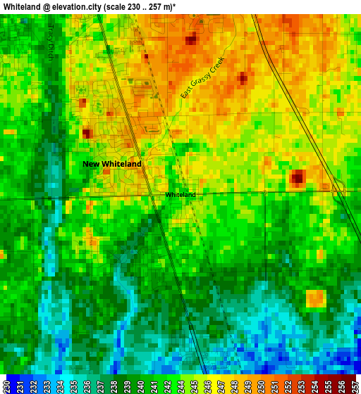 Whiteland elevation map