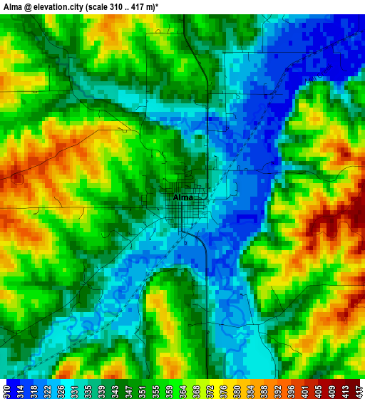 Alma elevation map