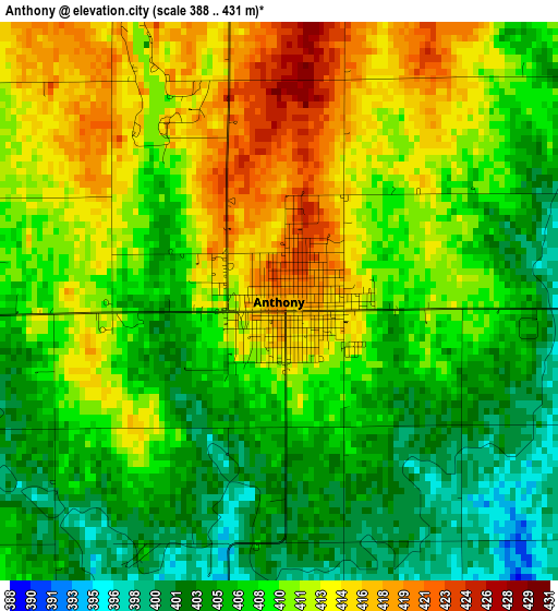 Anthony elevation map