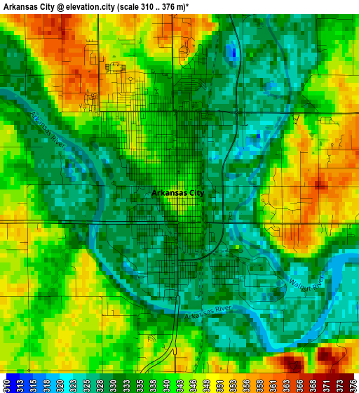 Arkansas City elevation map