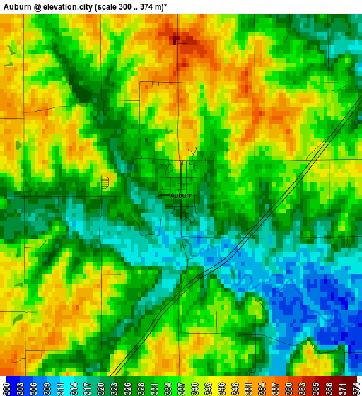 Auburn elevation map