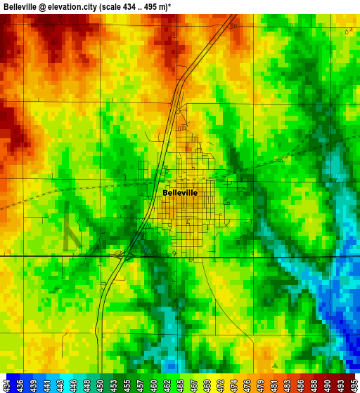 Belleville elevation map