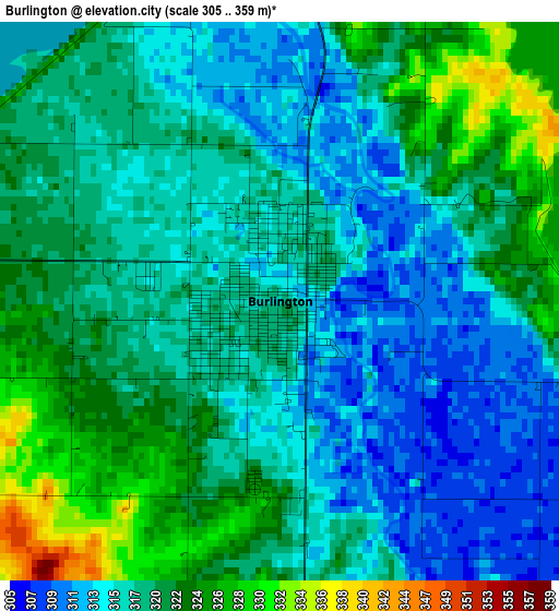 Burlington elevation map