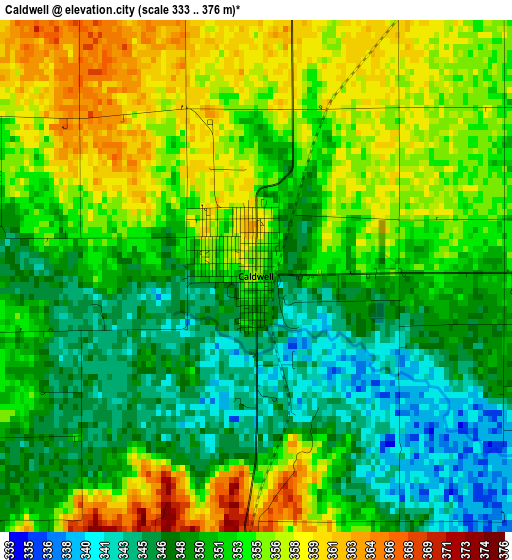 Caldwell elevation map