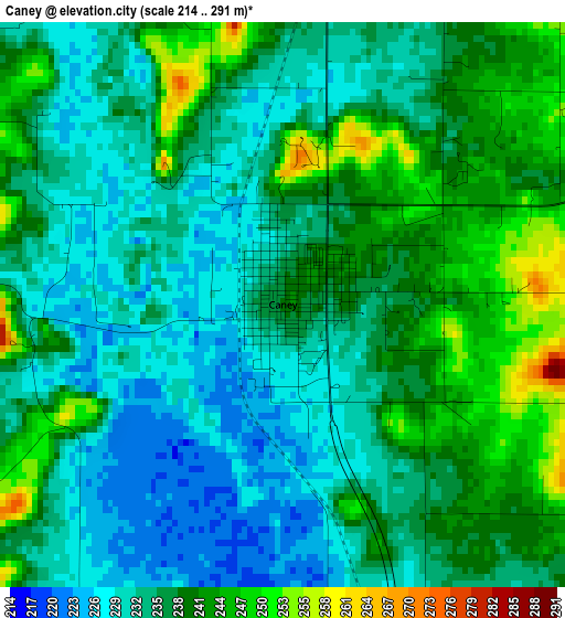 Caney elevation map