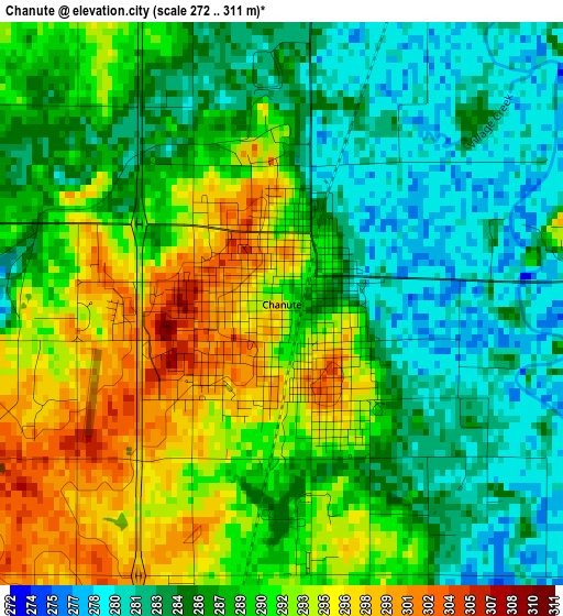 Chanute elevation map