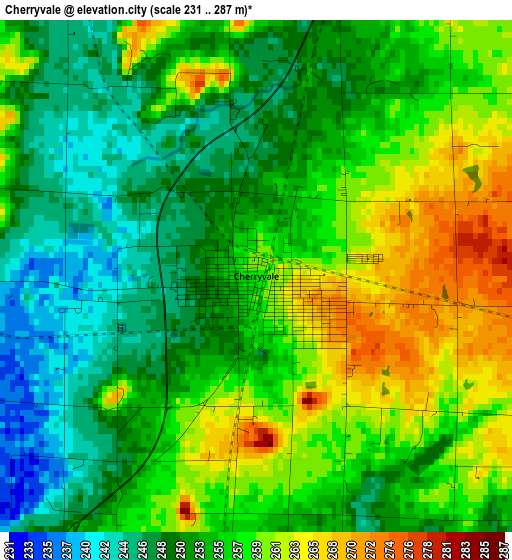 Cherryvale elevation map