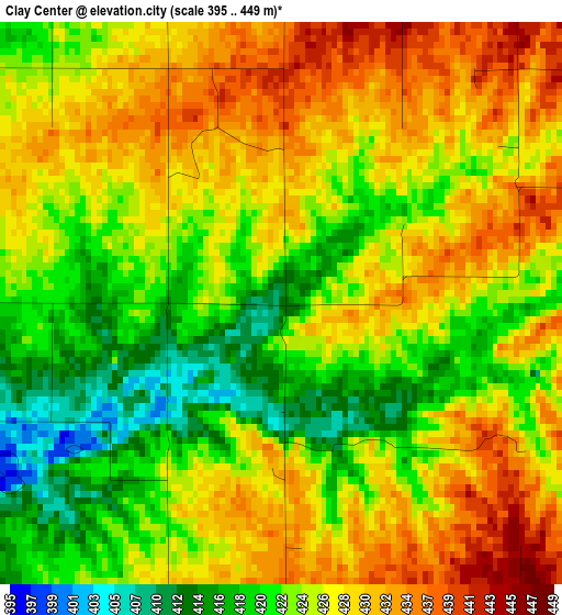 Clay Center elevation map