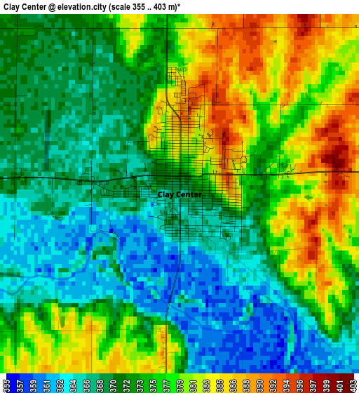 Clay Center elevation map