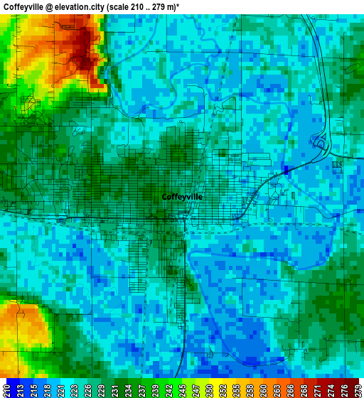 Coffeyville elevation map