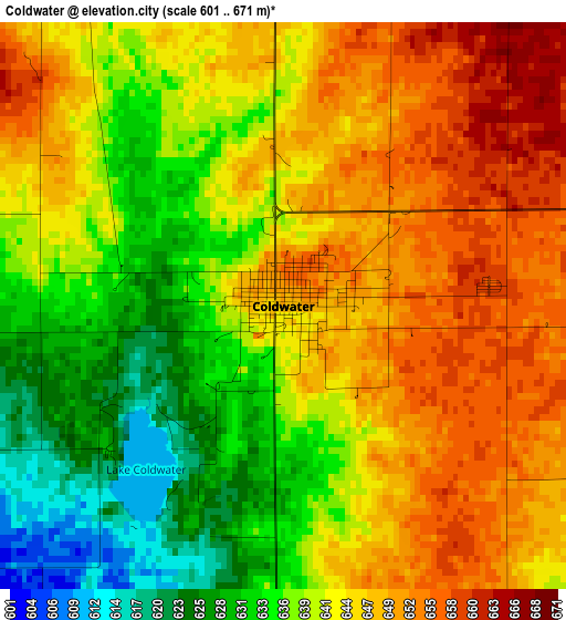 Coldwater elevation map