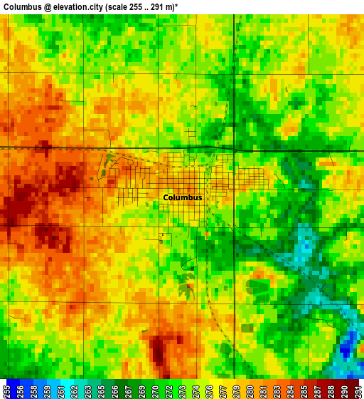 Columbus elevation map