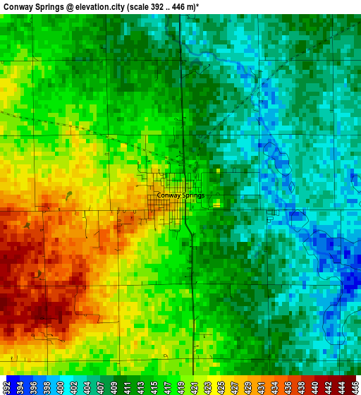 Conway Springs elevation map