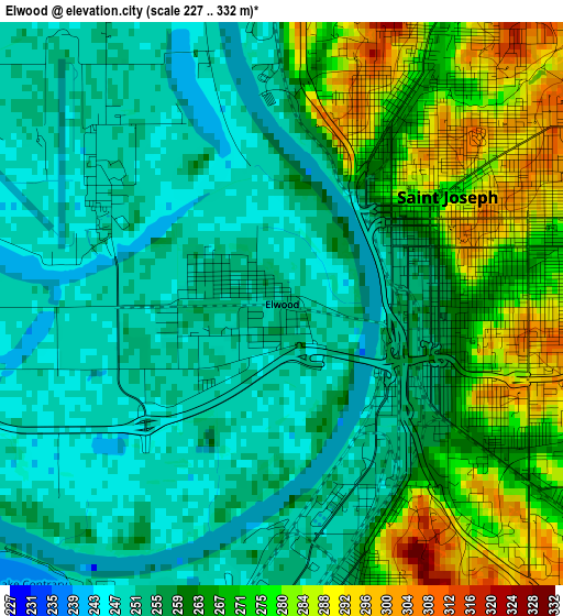 Elwood elevation map