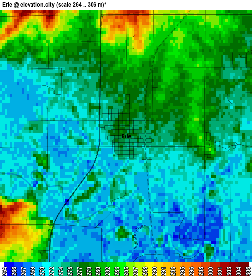 Erie elevation map