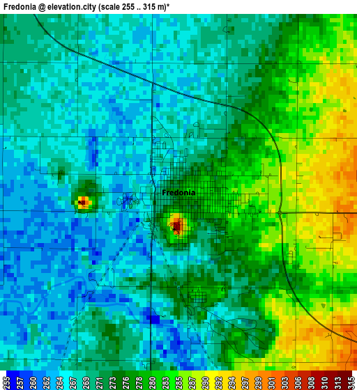 Fredonia elevation map