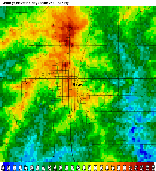 Girard elevation map