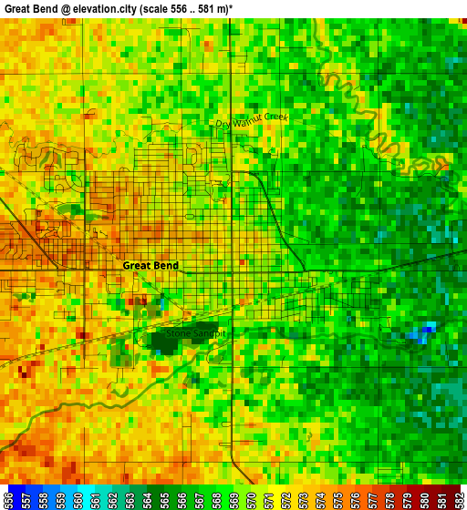 Great Bend elevation map