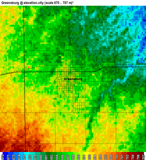 Greensburg elevation map