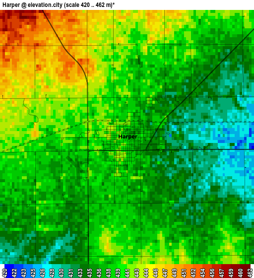 Harper elevation map