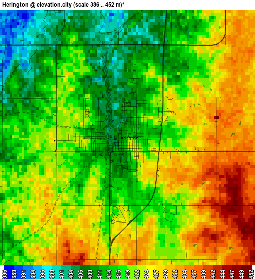 Herington elevation map