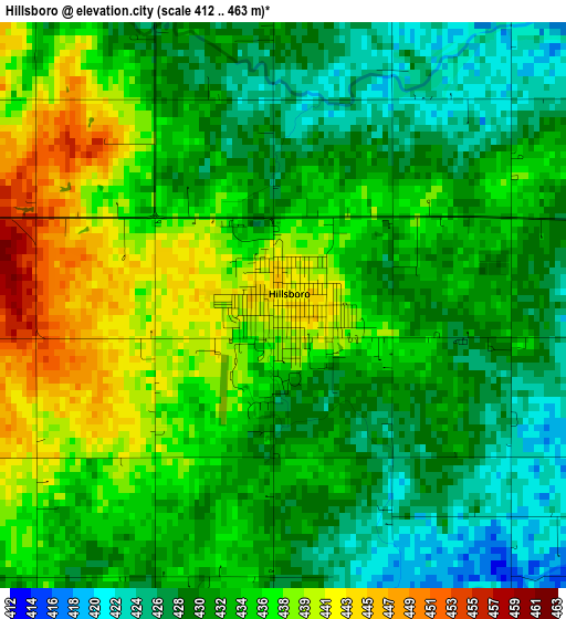 Hillsboro elevation map