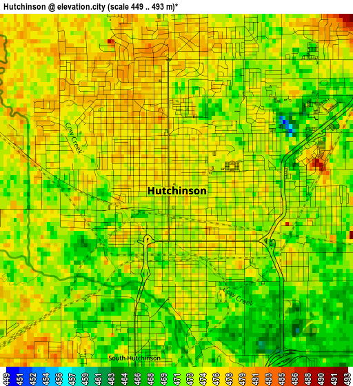 Hutchinson elevation map