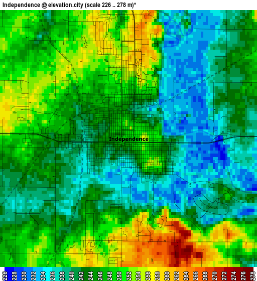 Independence elevation map