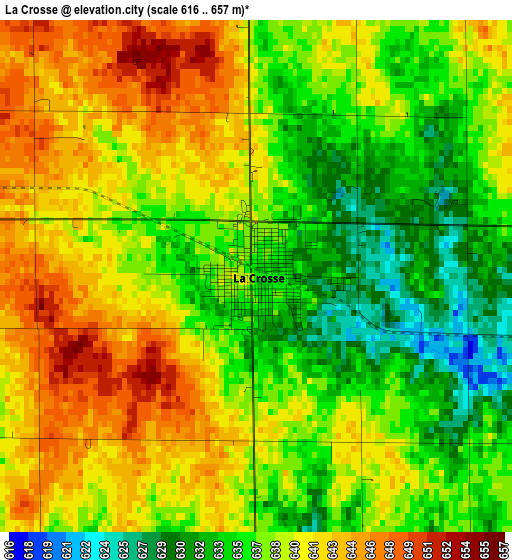 La Crosse elevation map