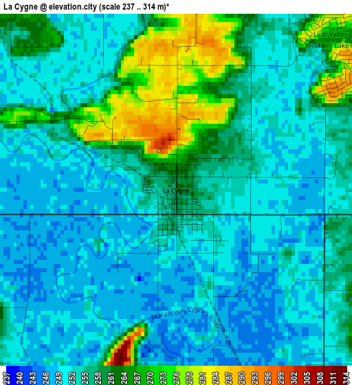 La Cygne elevation map