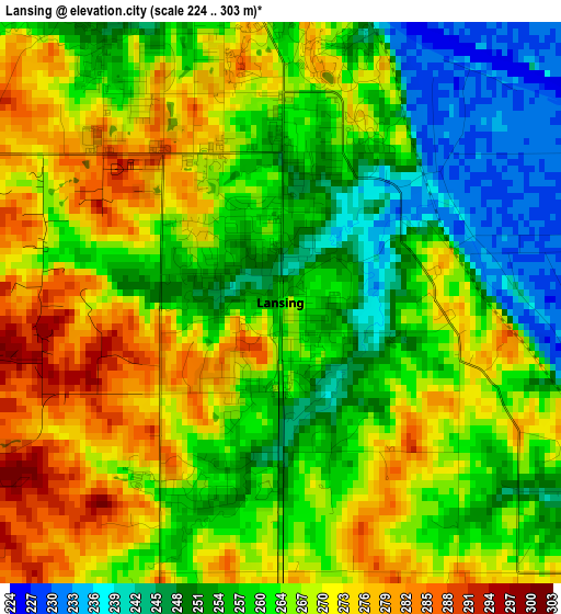 Lansing elevation map