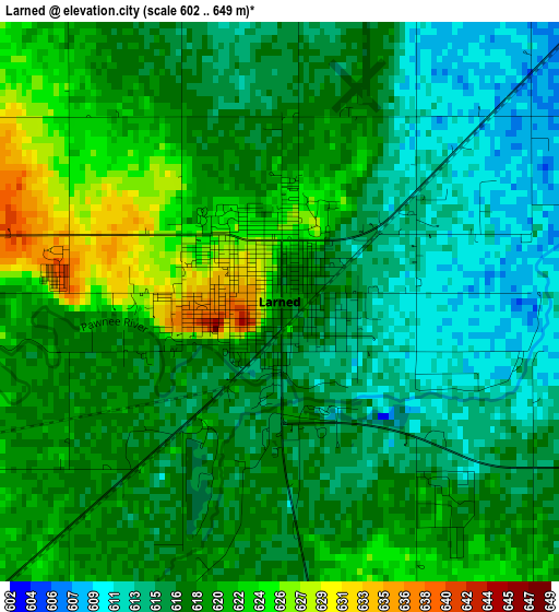 Larned elevation map