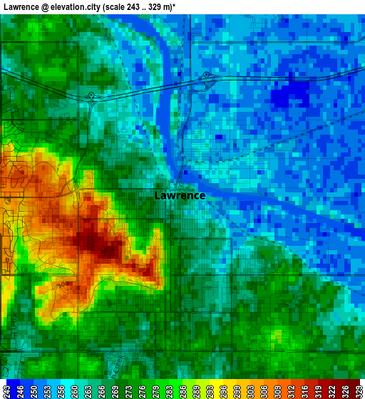 Lawrence elevation map