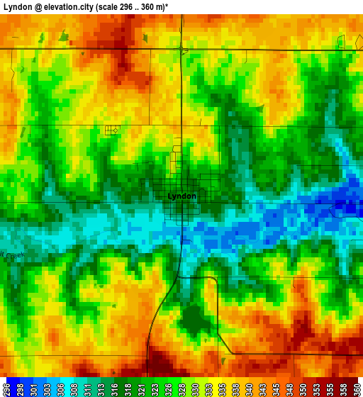 Lyndon elevation map