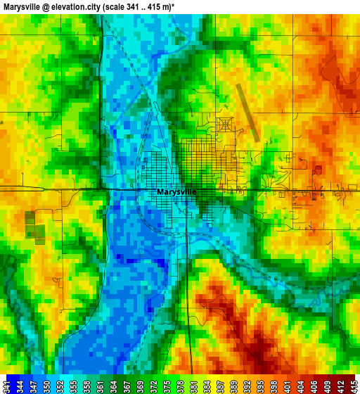 Marysville elevation map