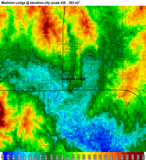 Medicine Lodge elevation map