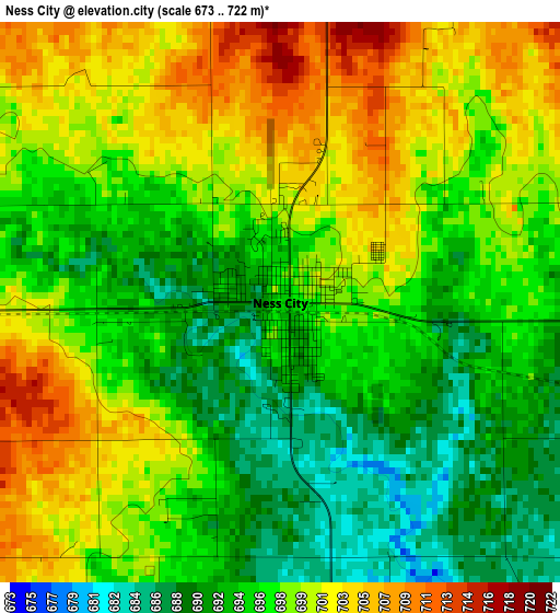 Ness City elevation map