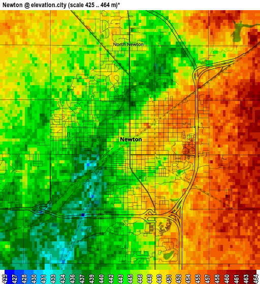 Newton elevation map