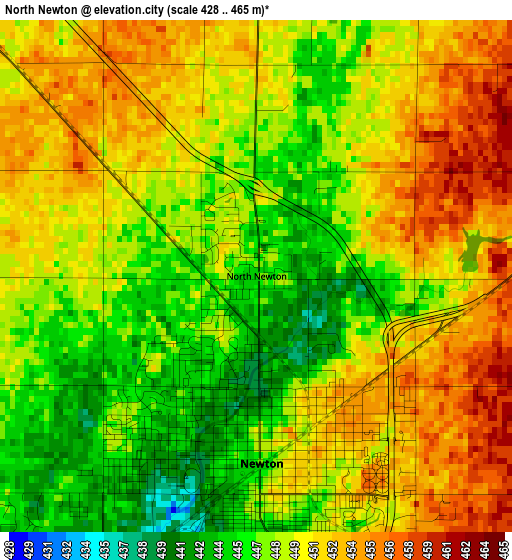 North Newton elevation map