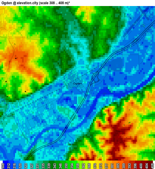 Ogden elevation map