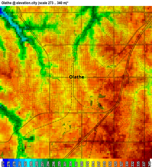Olathe elevation map