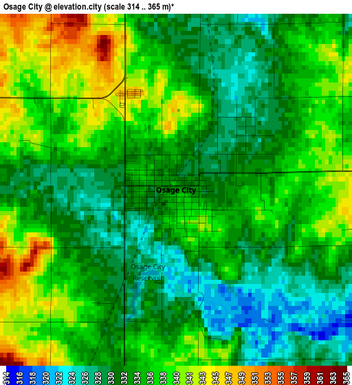 Osage City elevation map