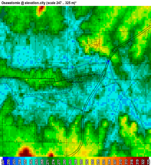 Osawatomie elevation map