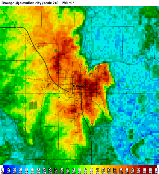 Oswego elevation map