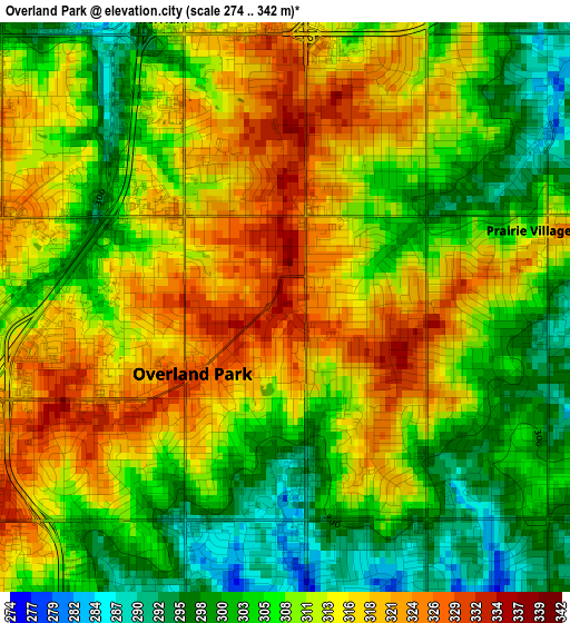 Overland Park elevation map