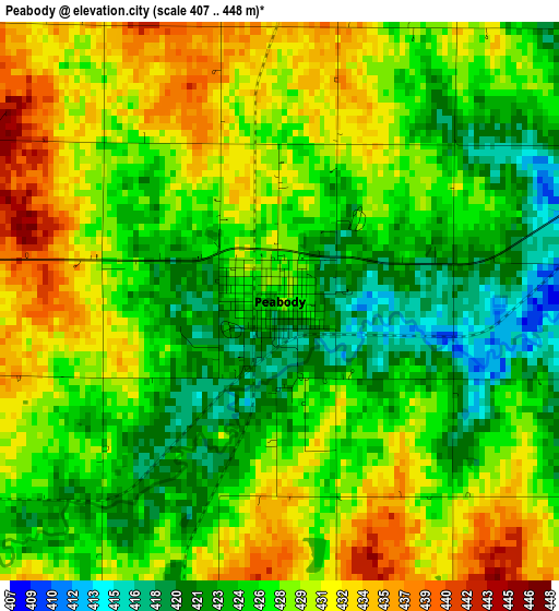 Peabody elevation map