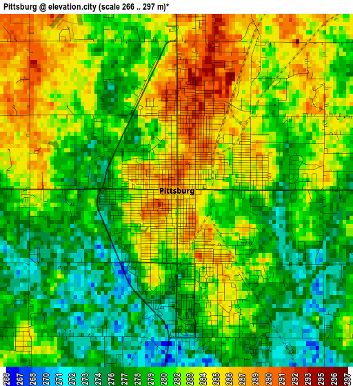 Pittsburg elevation map